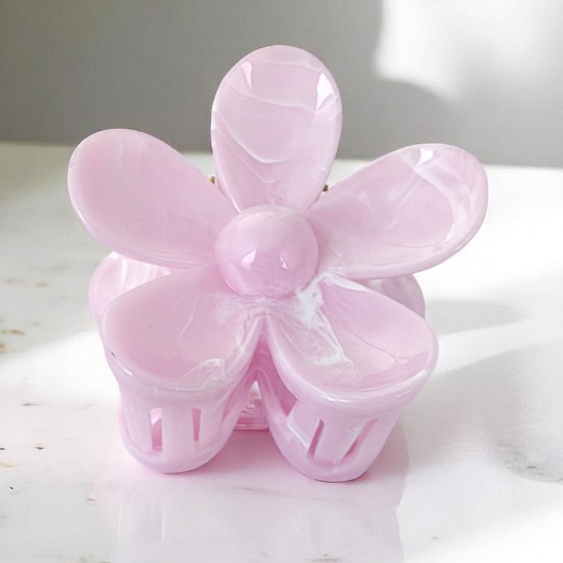 Spinka do włosów klamra XL kwiat Marmurek różowy 7,5 x 8cm SP379R - obrazek 4