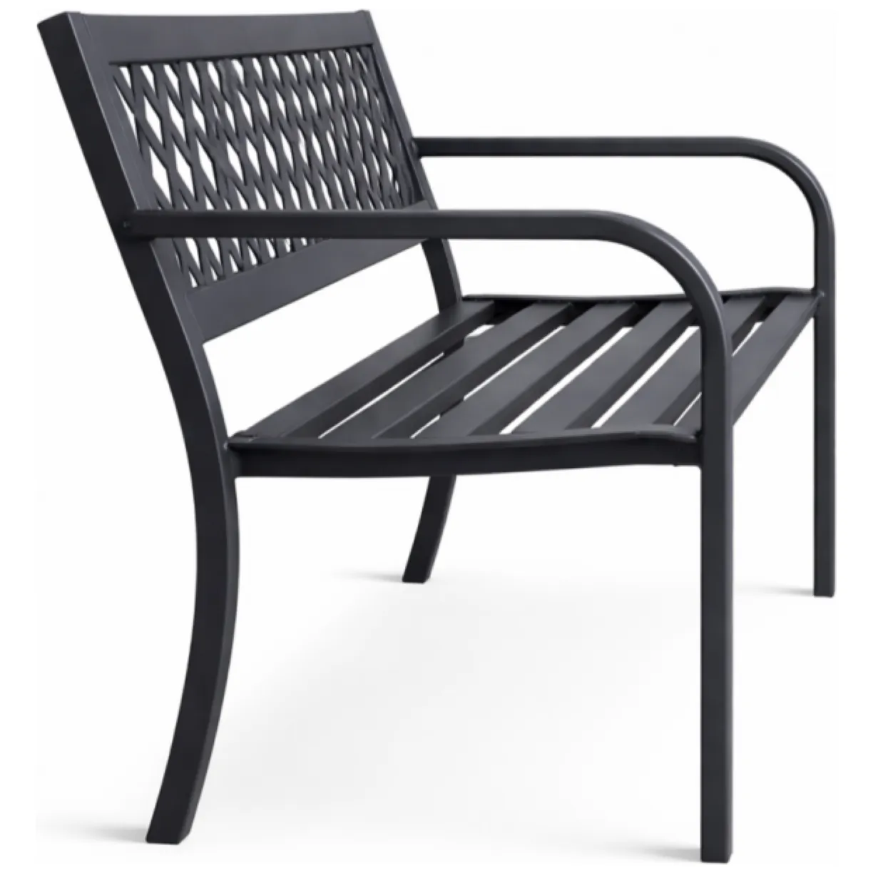 Ławka ogrodowa z oparciem, parkowa, metalowa z PCV, 118 x 50 x 75cm czarna LAW01 - obrazek 3