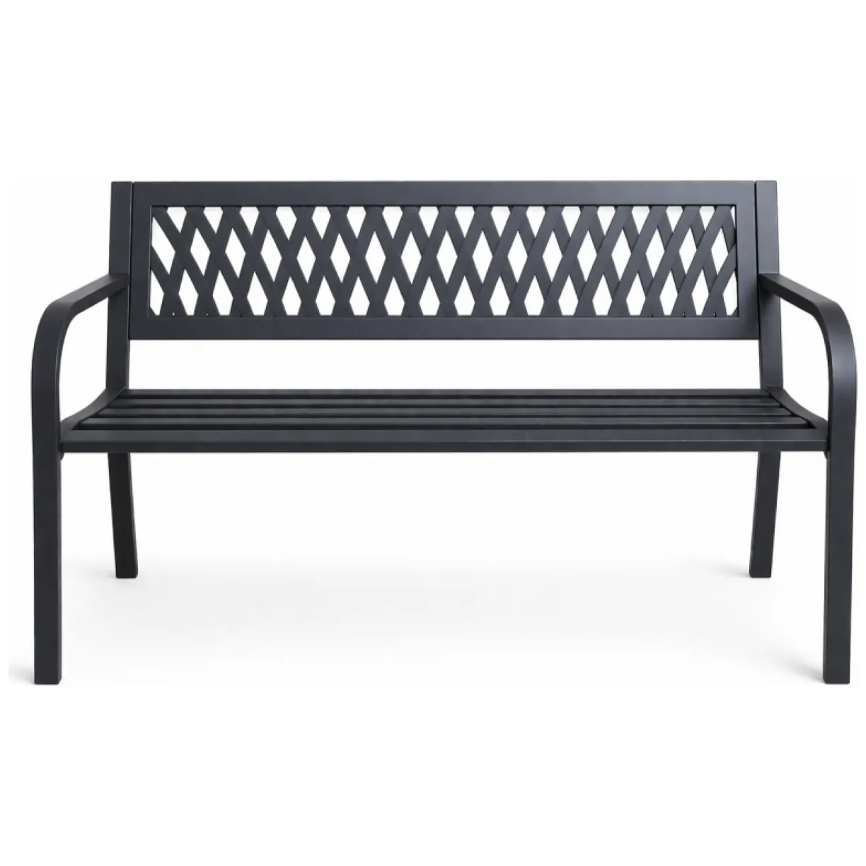 Ławka ogrodowa z oparciem, parkowa, metalowa z PCV, 118 x 50 x 75cm czarna LAW01 - obrazek 4