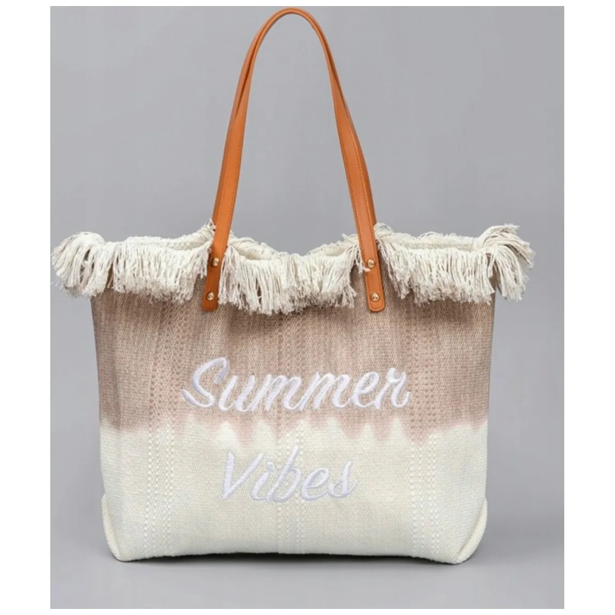 TORBA PLAŻOWA, wakacyjna BOHO Z frędzlami brązowa ombre, na zakupy TP14BR - obrazek 4