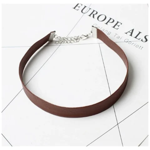 NASZYJNIK CHOKER SKÓRZANY - BRĄZ N480BR
