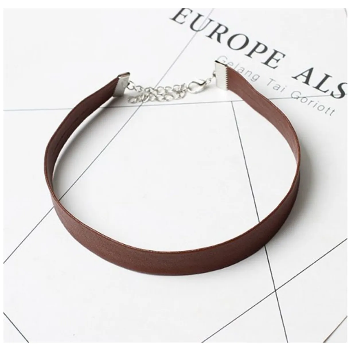 NASZYJNIK CHOKER SKÓRZANY - BRĄZ N480BR
