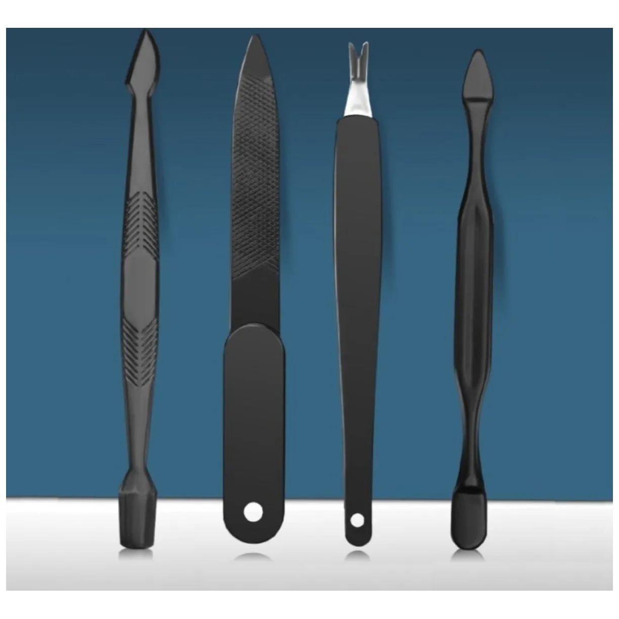 Zestaw akcesoriów do manicure, pedicure w etui, czarny 12w1 AK21 - obrazek 7