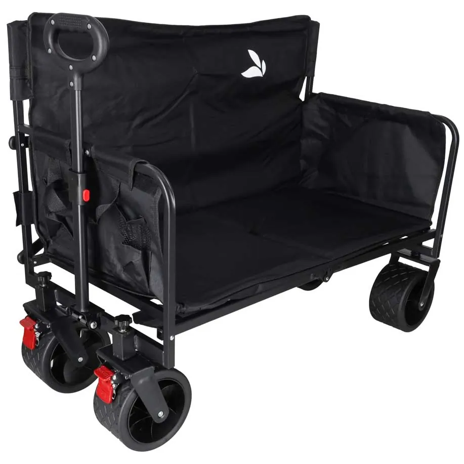Składany wózek transportowy z siedziskiem i oparciem - czarny, terenowy, do 150 kg - obrazek 18
