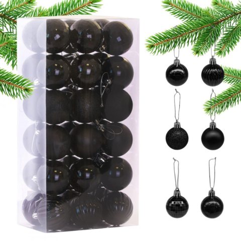 Komplet bombek 36szt w opakowaniu czarne 5,5cm, bombki na choinkę BSN08WZ3