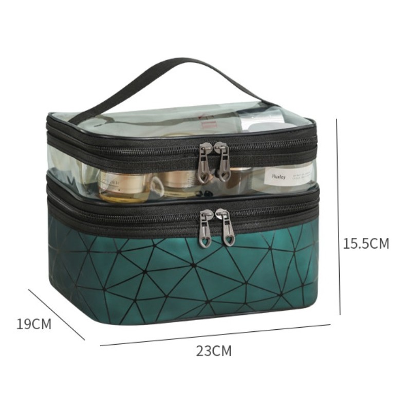 Kosmetyczka rozkładana geometryczna zielona 23x15,5x9cm KS35WZ1 - obrazek 5