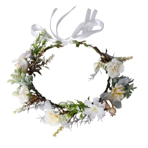 Wianek, opaska do włosów z kwiatów, delikatny wianuszek BOHO W111
