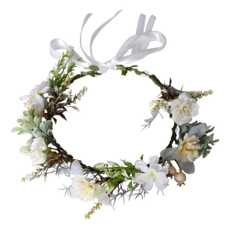 Wianek, opaska do włosów z kwiatów, delikatny wianuszek BOHO W111