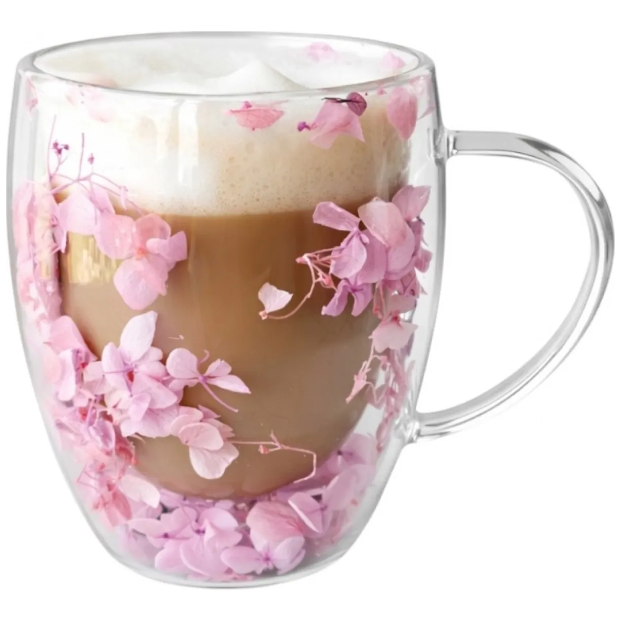 Szklanka termiczna z kwiatami w środku, gipsówka hortensje róż 300 ml 1szt SZK165 - obrazek 4
