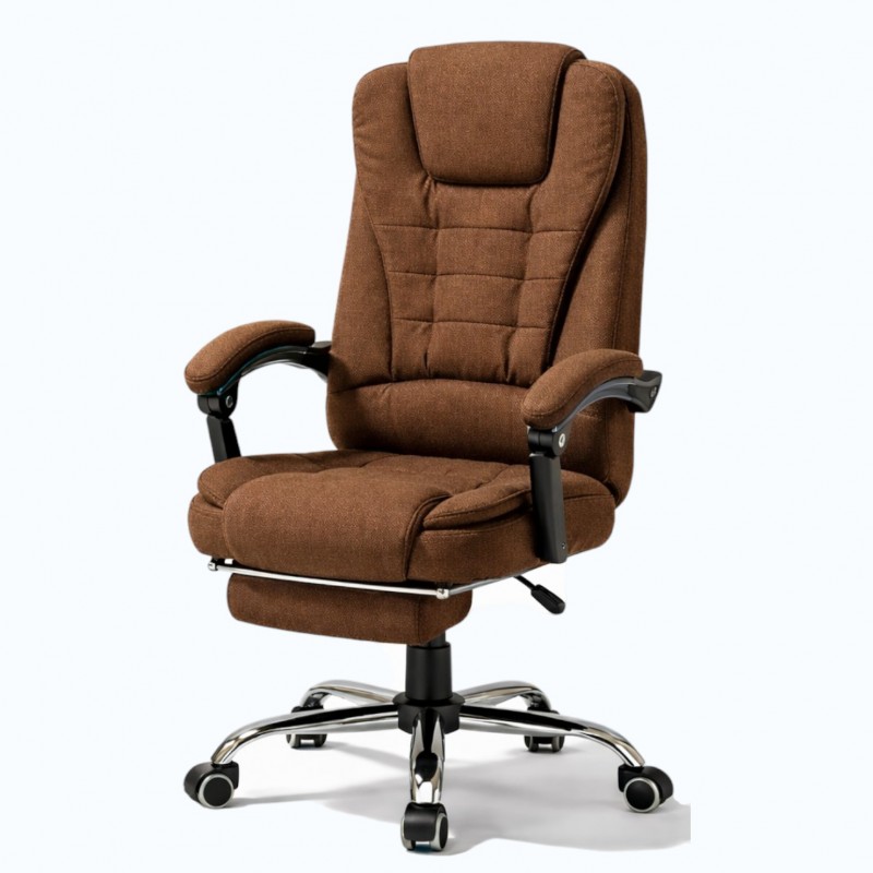 Fotel biurowy obrotowy BOSS z podnóżkiem - brązowy MATERIAŁ KO22BR-MAT - obrazek 2