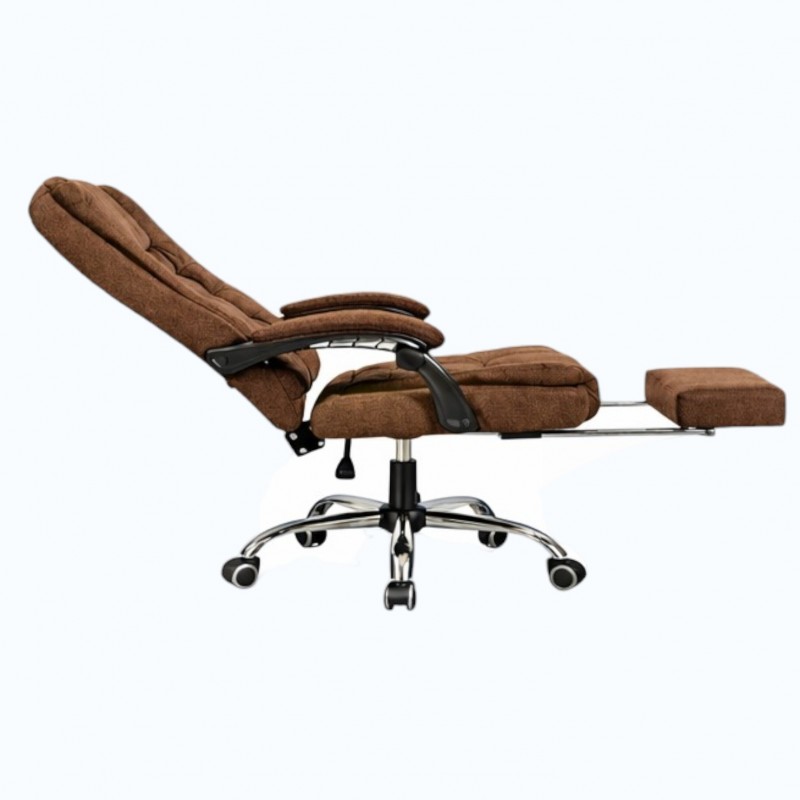 Fotel biurowy obrotowy BOSS z podnóżkiem - brązowy MATERIAŁ KO22BR-MAT - obrazek 4
