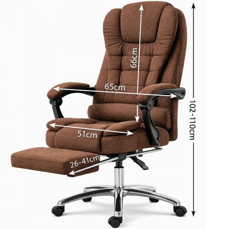 Fotel biurowy obrotowy BOSS z podnóżkiem - brązowy MATERIAŁ KO22BR-MAT - obrazek 5