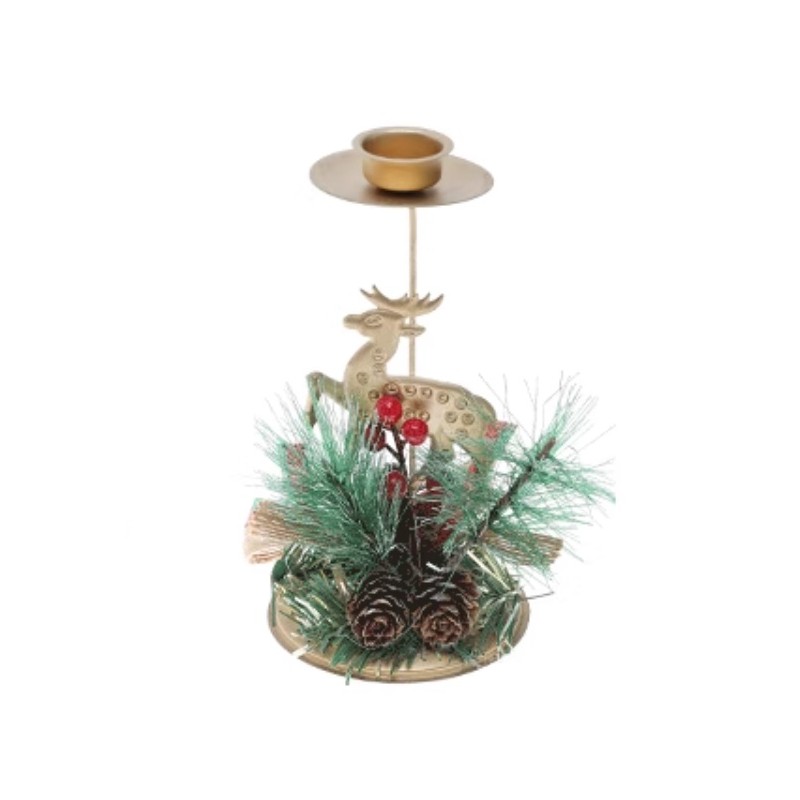 Świecznik Boże Narodzenie złoty ozdobny na stół Glamour 15 cm KSN123 - obrazek 2