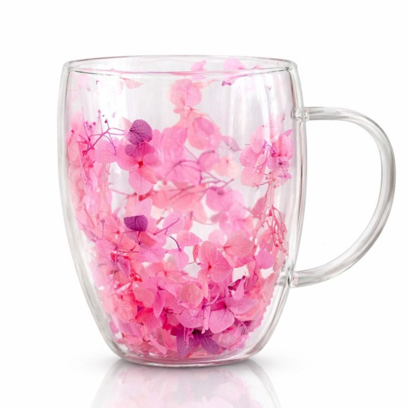 Szklanka termiczna z kwiatami w środku, gipsówka hortensje róż 300 ml 1szt SZK165 - obrazek 5