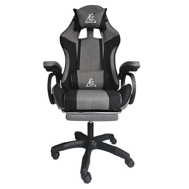 Fotel gamingowy obrotowy STRIKE z podnóżkiem i poduszką masującą, szary KO40SZ - obrazek 5