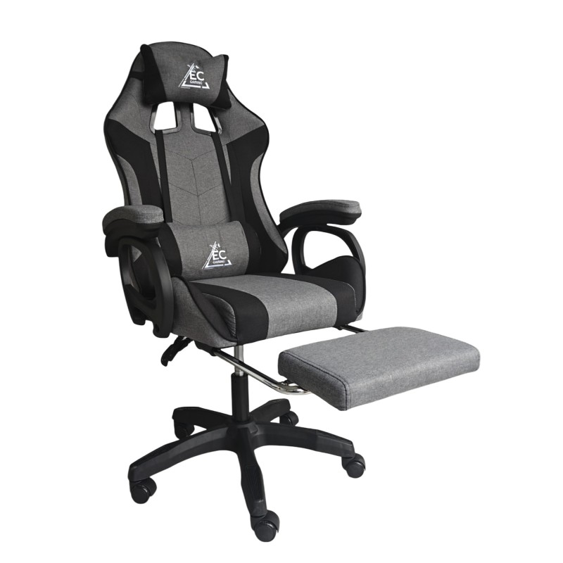 Fotel gamingowy obrotowy STRIKE z podnóżkiem i poduszką masującą, szary KO40SZ - obrazek 6