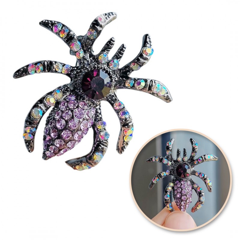 Broszka ozdobna kryształki pająk BZ190