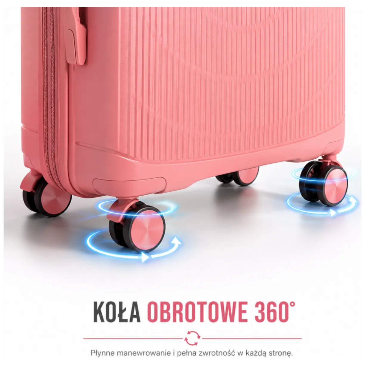 Zestaw 3w1 walizek podróżnych, kółka 360, lekkie a wytrzymałe, PP, na szyfr, premium róż - obrazek 6