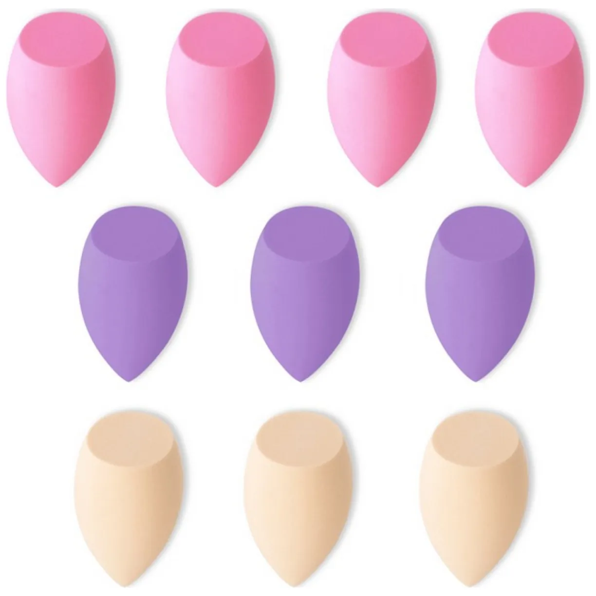 Zestaw 10 miękkich gąbeczek do makijażu pastel violet krem róż