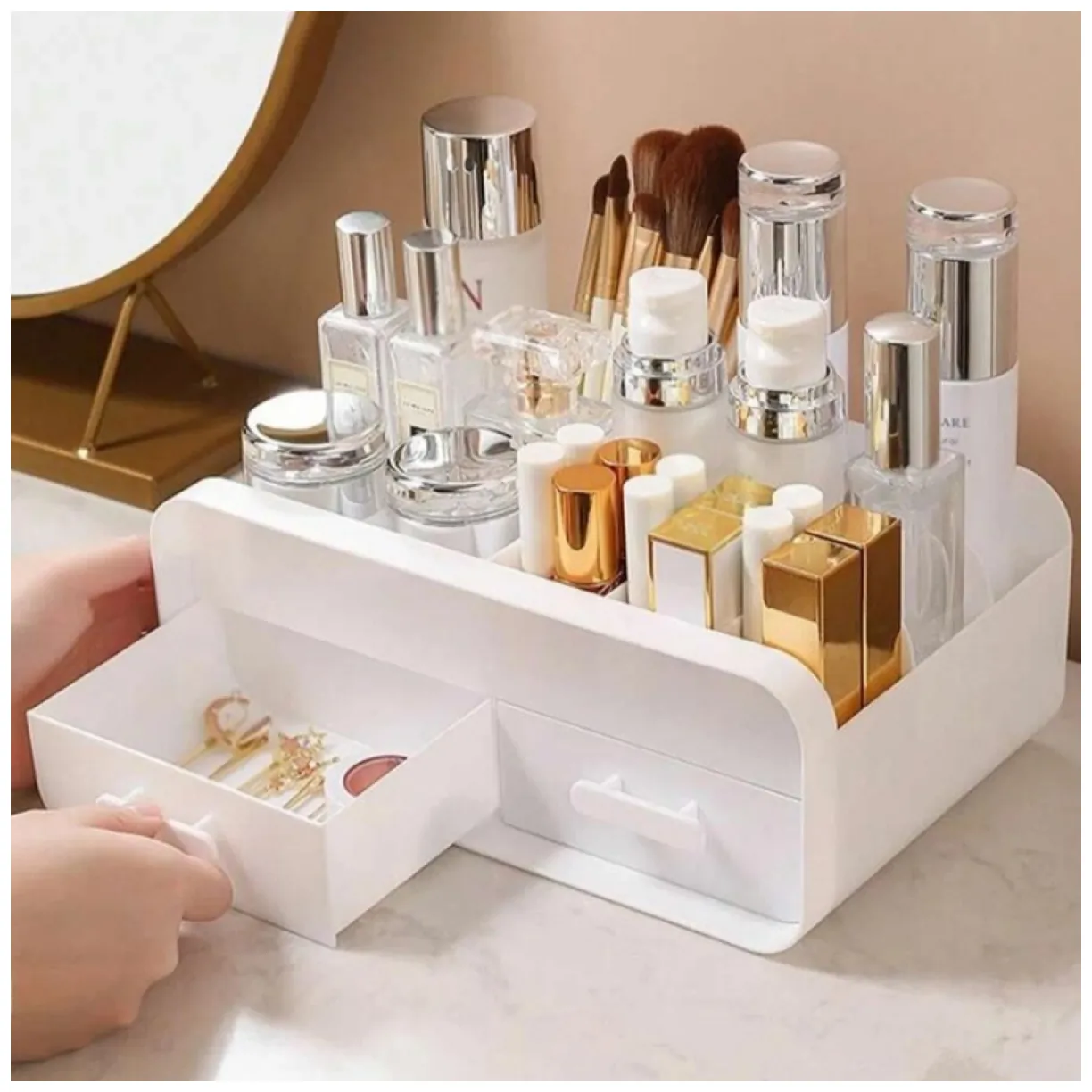 Wielofunkcyjny organizer na kosmetyki z szufladkami 26x10x16 cm CB46 - obrazek 3