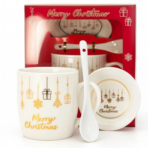 KUBEK ŚWIĄTECZNY - zestaw w pudełku z zaparzaczem i łyżeczką 350 ml KB33WZ1