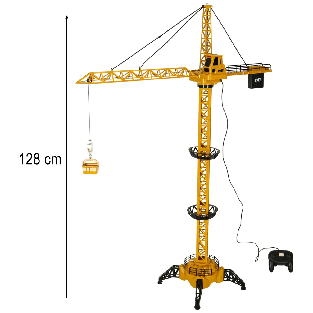 Żuraw budowlany zdalnie sterowany żółto-czarny z efektami świetlnymi 128 cm - obrazek 12