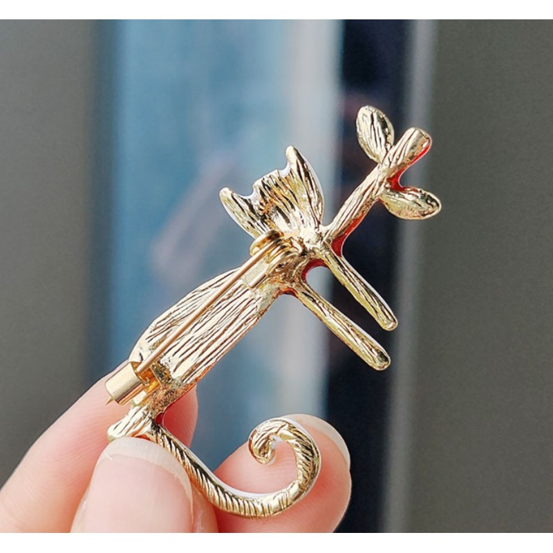 Broszka ozdobna CZARNY KOTEK BZ163 - obrazek 3