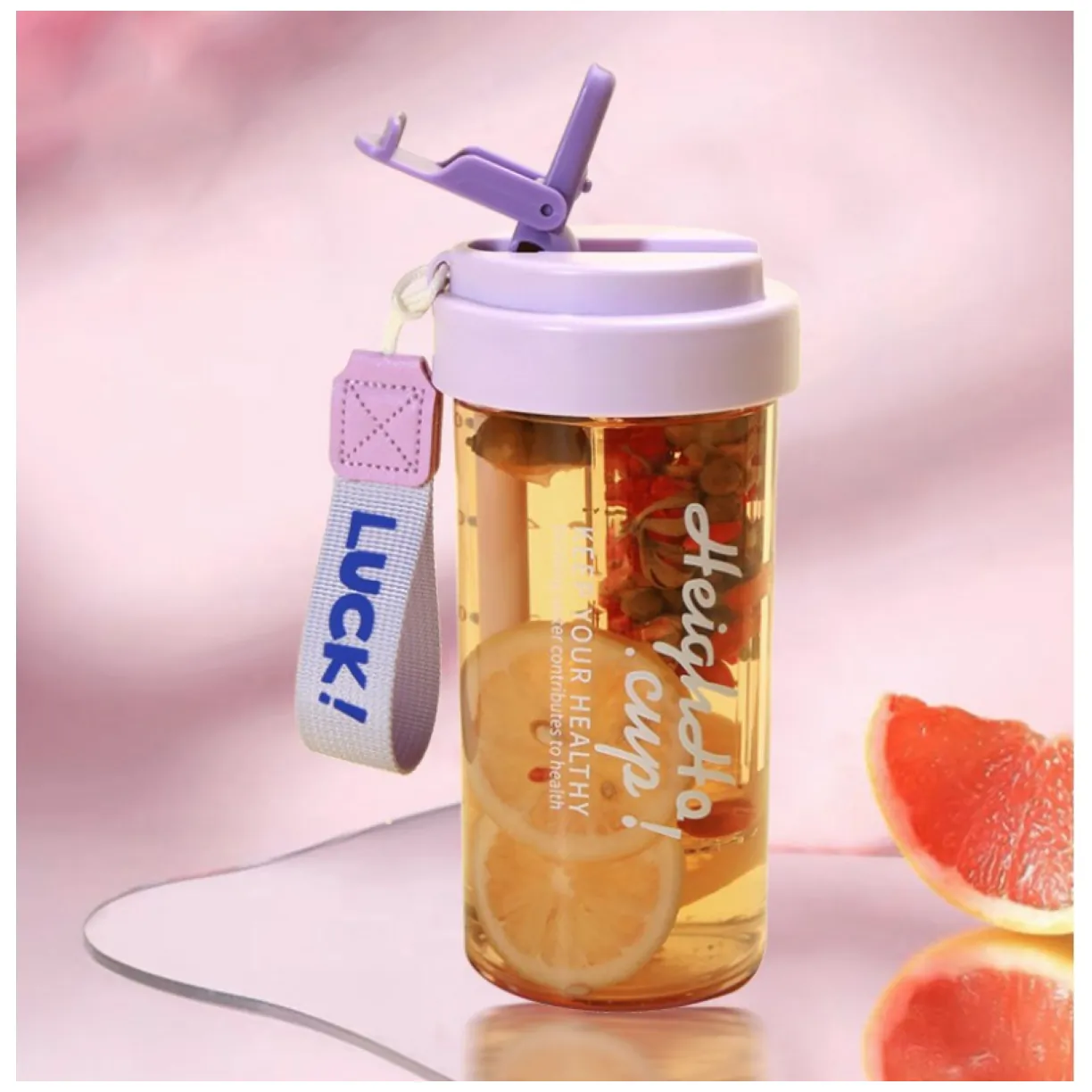Butelka na wodę z koszyczkiem i słomką 600 ML Simple - obrazek 5