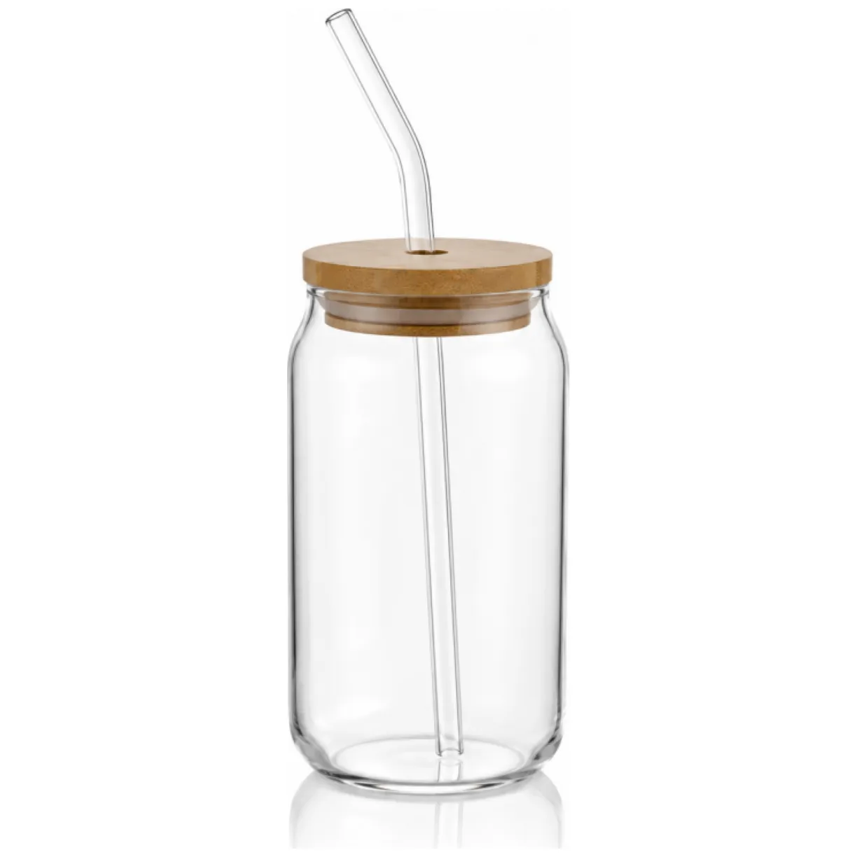 Szklanka 350ml z rurka i drewnianą przykrywka 1szt. do kawy, koktajli SZK210 - obrazek 2