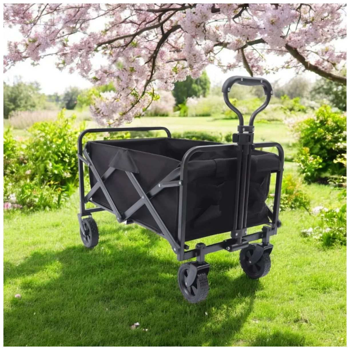 Wózek transportowy składany, metalowy, przyczepka ogrodowa 72x47x68-87cm AR07CZ - obrazek 2