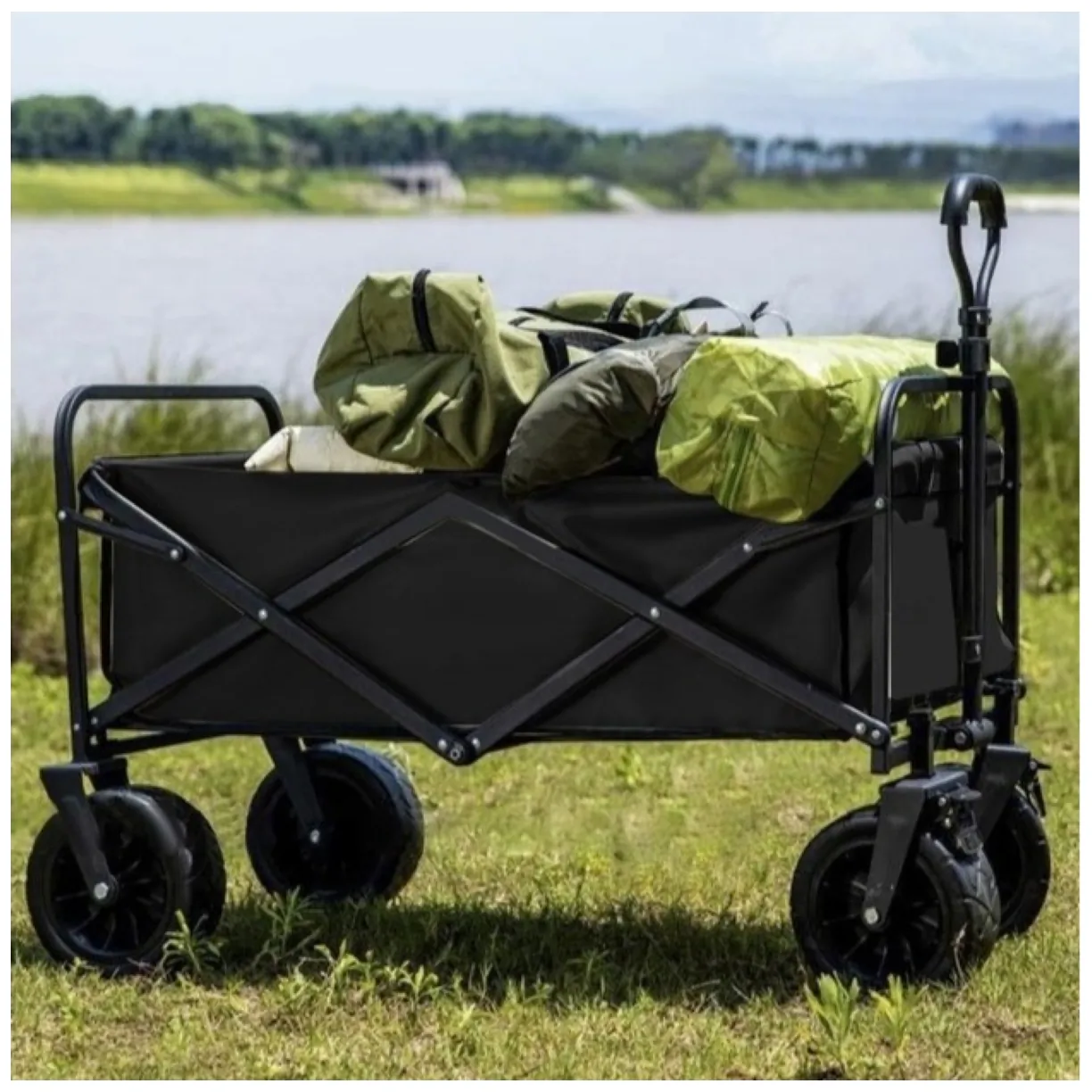 Wózek transportowy składany, metalowy, przyczepka ogrodowa 72x47x68-87cm AR07CZ - obrazek 4