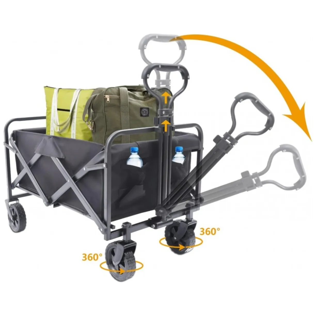 Wózek transportowy składany, metalowy, przyczepka ogrodowa 72x47x68-87cm AR07CZ - obrazek 5