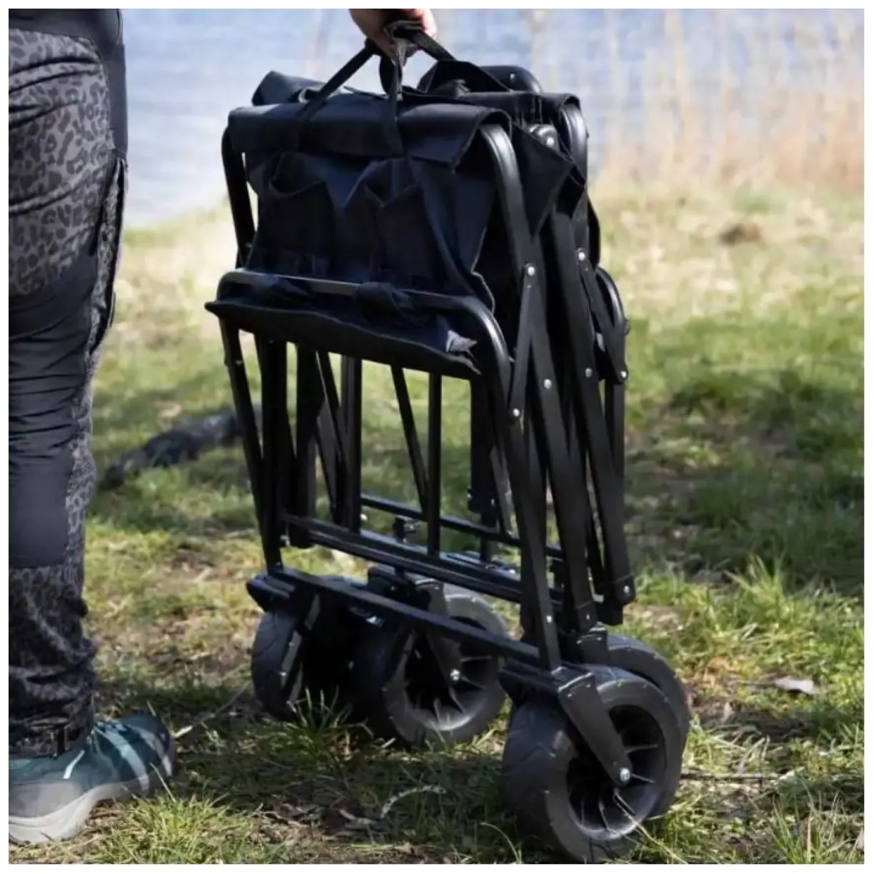 Wózek transportowy składany, metalowy, przyczepka ogrodowa 72x47x68-87cm AR07CZ - obrazek 7
