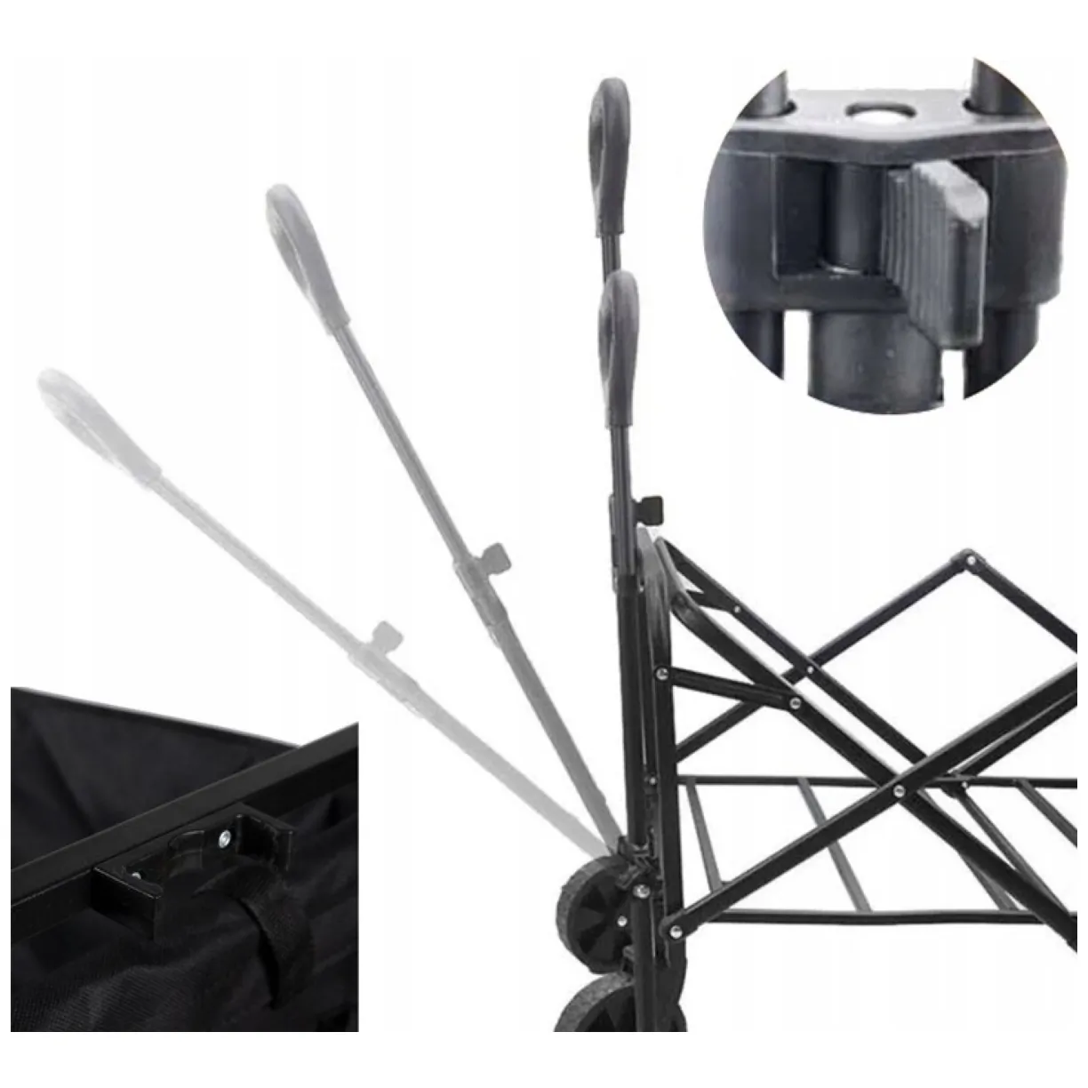 Wózek transportowy składany, metalowy, przyczepka ogrodowa 72x47x68-87cm AR07CZ - obrazek 9