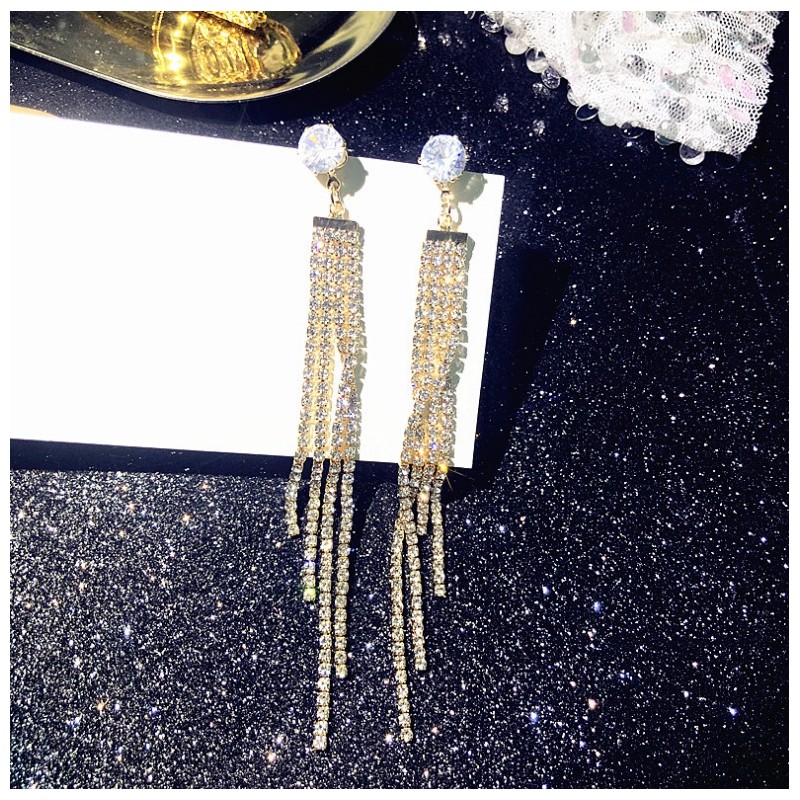 Kolczyki wiszące dżetowe, kryształowe, cyrkonie K1227Z