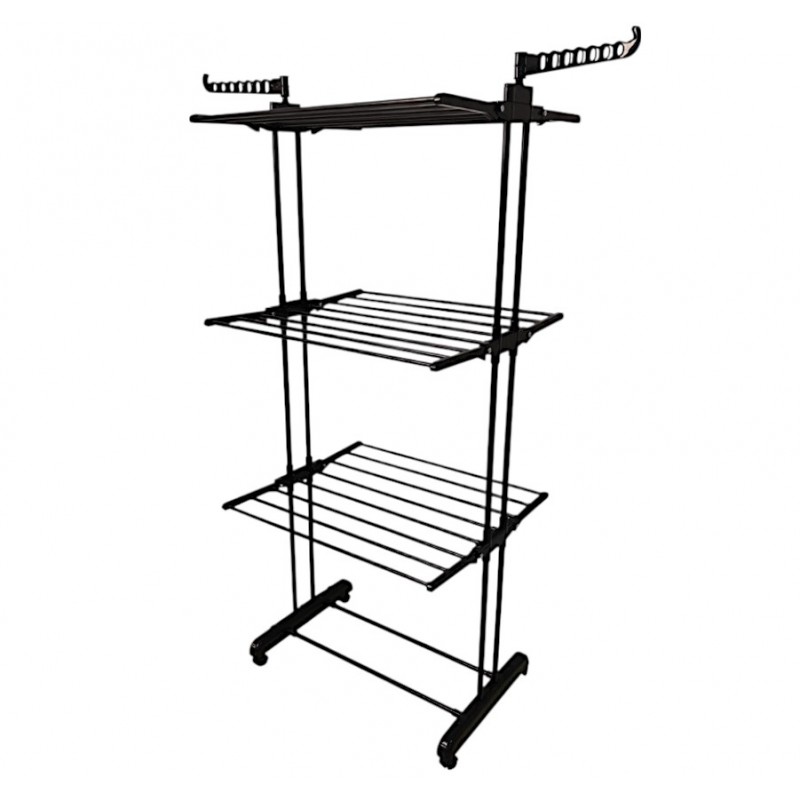 Suszarka na pranie duża pionowa składana, stojąca czarna SU02CZ - obrazek 3