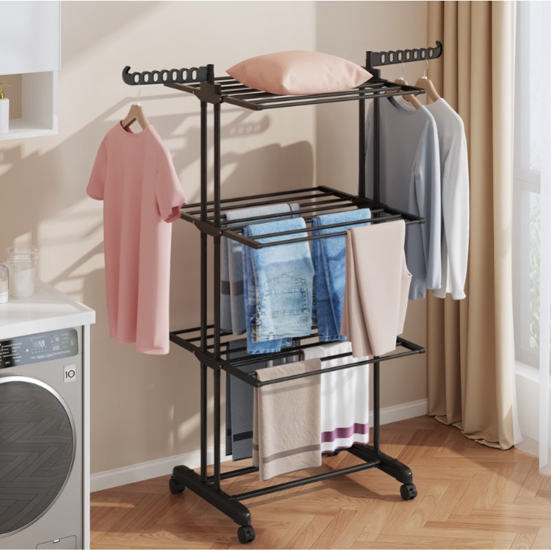 Suszarka na pranie duża pionowa składana, stojąca czarna SU02CZ - obrazek 4