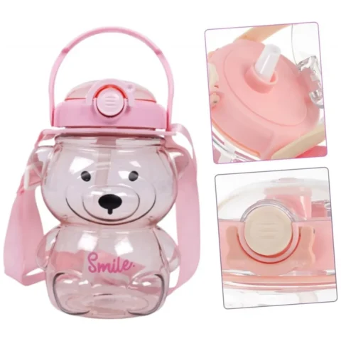 Butelka na wodę z uchwytem SWEET BEAR PINK 1000 ML BD27