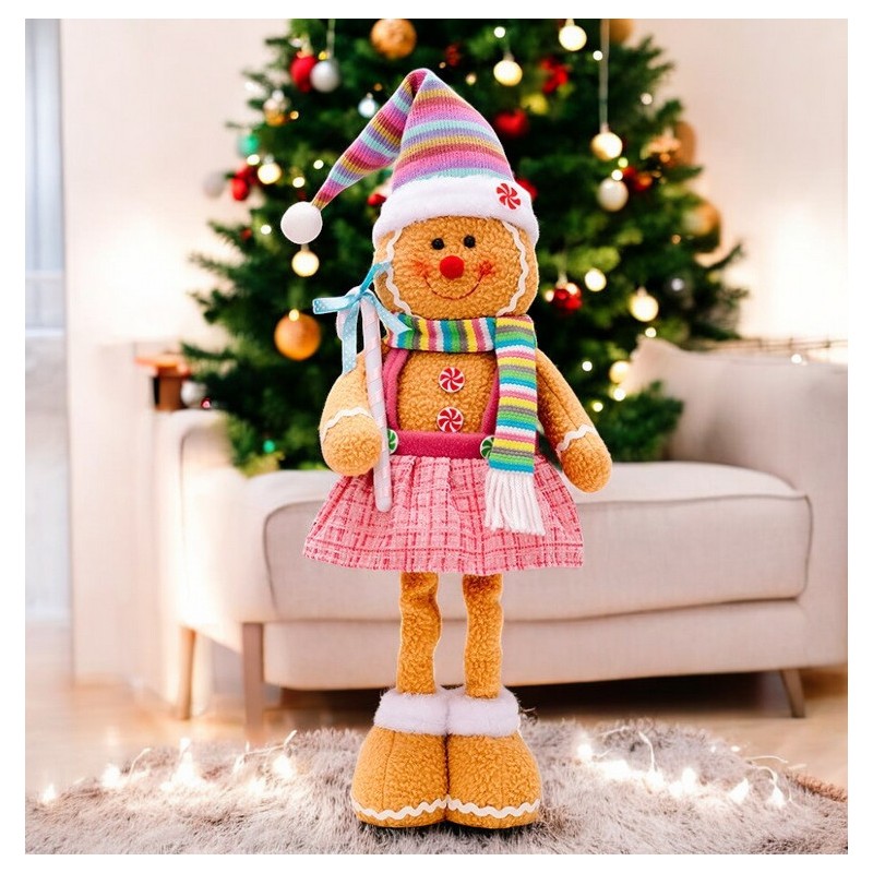 Figurka Pani Pierniczek teleskopowe nogi BOŻE NARODZENIE 52cm Z PLUSZU KSN168 - obrazek 2