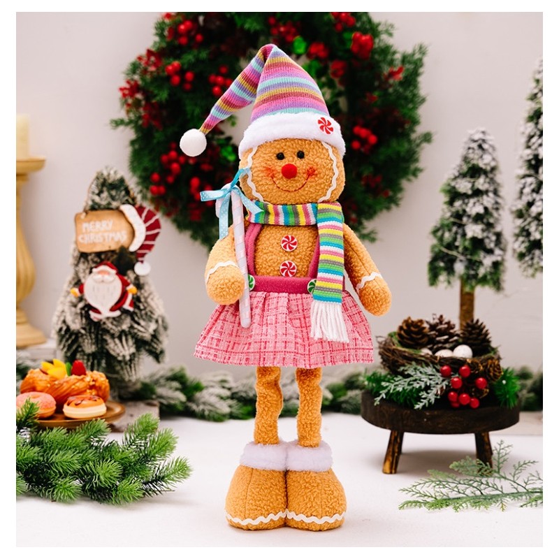 Figurka Pani Pierniczek teleskopowe nogi BOŻE NARODZENIE 52cm Z PLUSZU KSN168 - obrazek 3