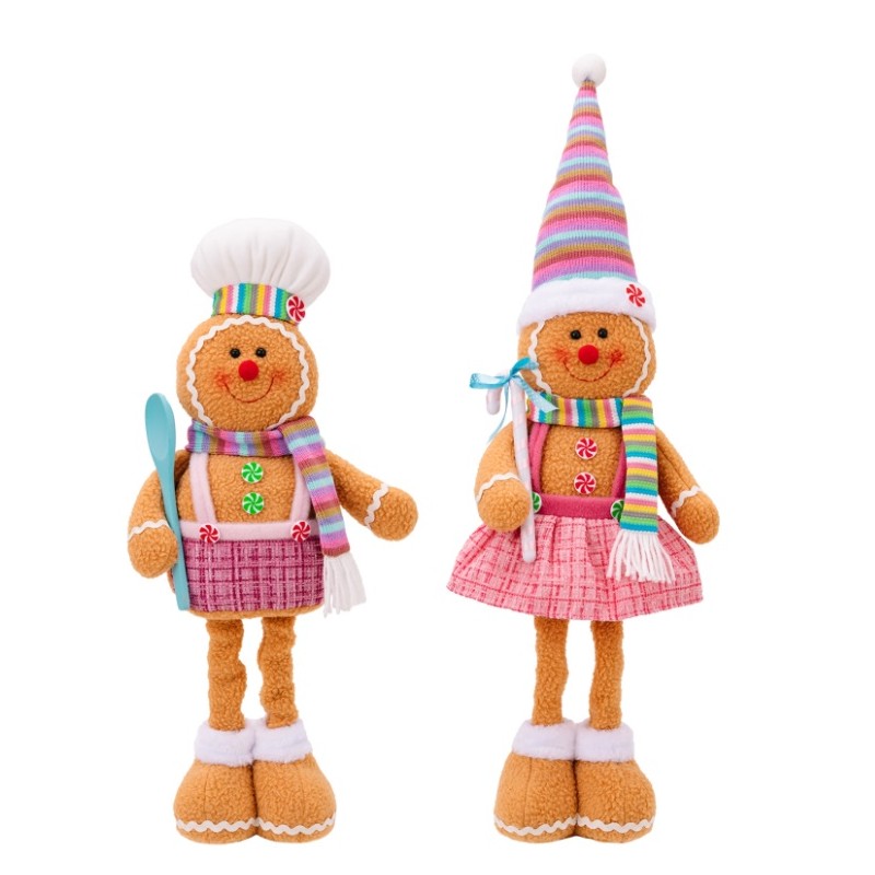 Figurka Pani Pierniczek teleskopowe nogi BOŻE NARODZENIE 52cm Z PLUSZU KSN168 - obrazek 4