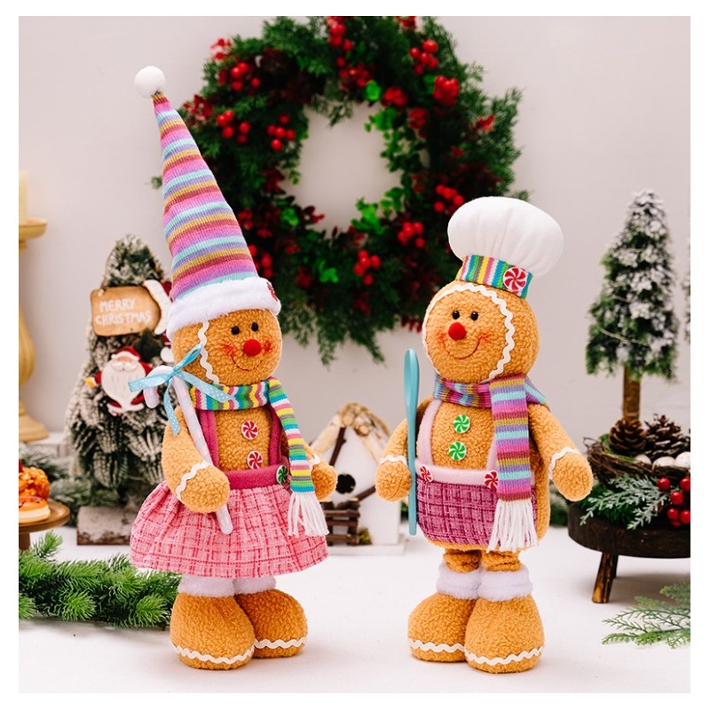 Figurka Pani Pierniczek teleskopowe nogi BOŻE NARODZENIE 52cm Z PLUSZU KSN168 - obrazek 5