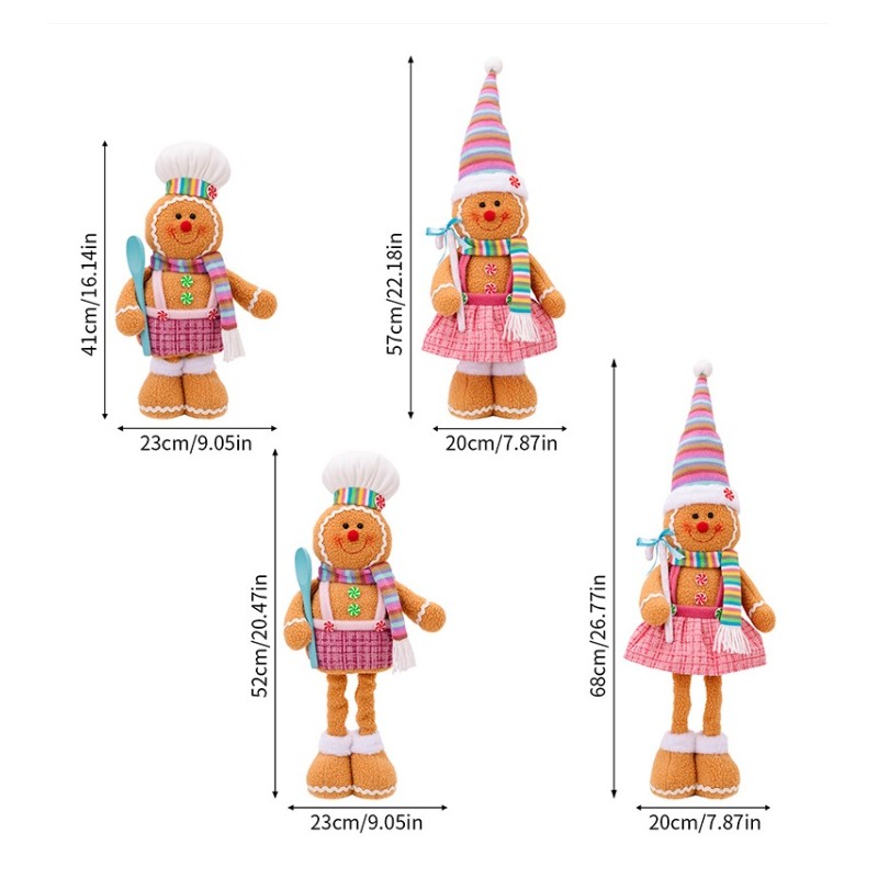 Figurka Pani Pierniczek teleskopowe nogi BOŻE NARODZENIE 52cm Z PLUSZU KSN168 - obrazek 6