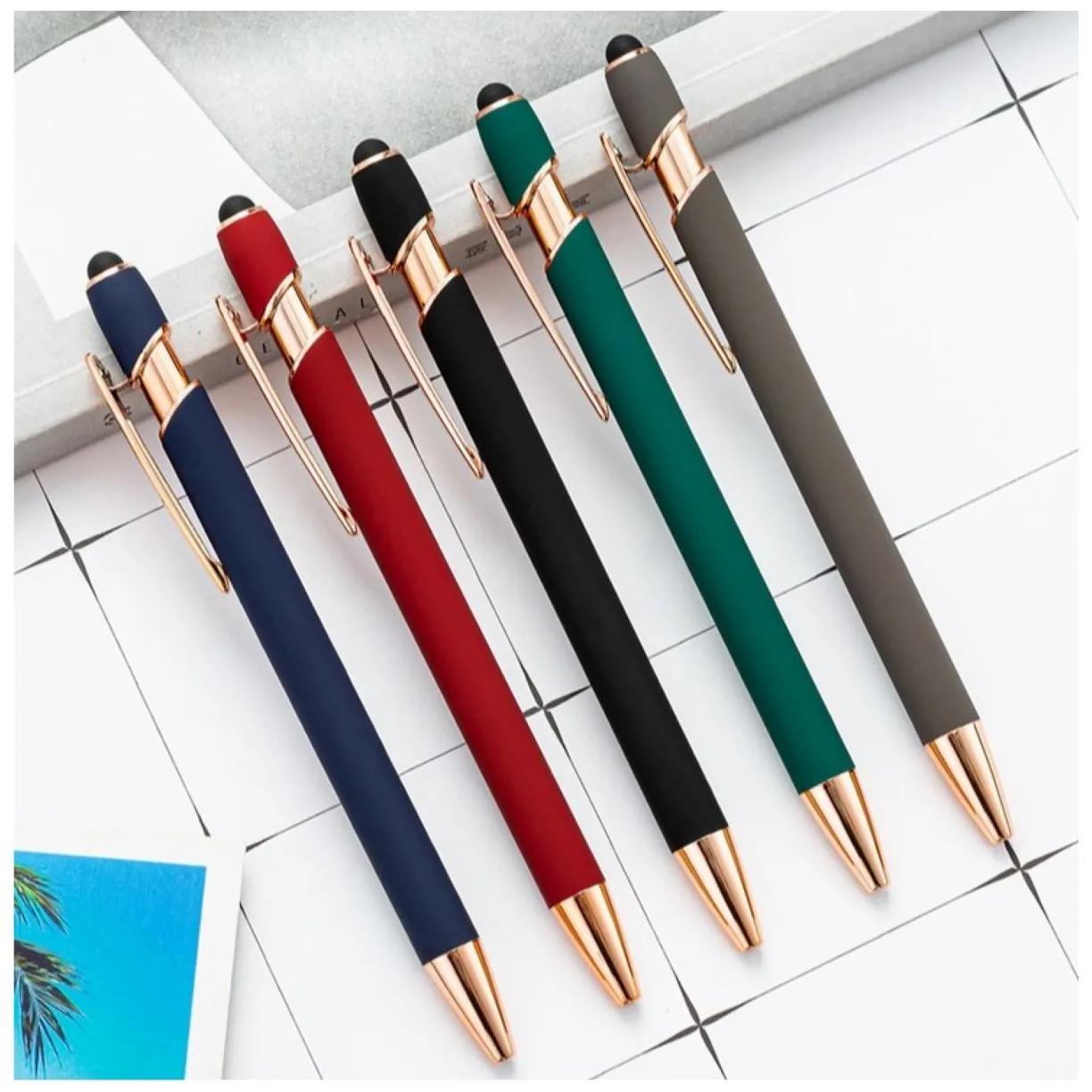 Długopis metalowy, tusz czarny, touch pen soft touch zieleń DL03 - obrazek 3