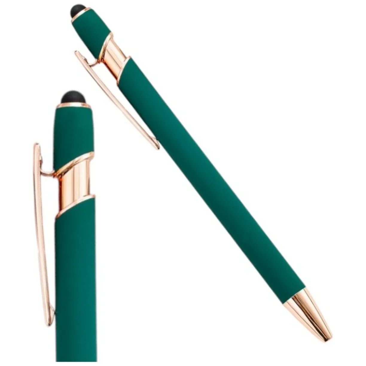 Długopis metalowy, tusz czarny, touch pen soft touch zieleń DL03
