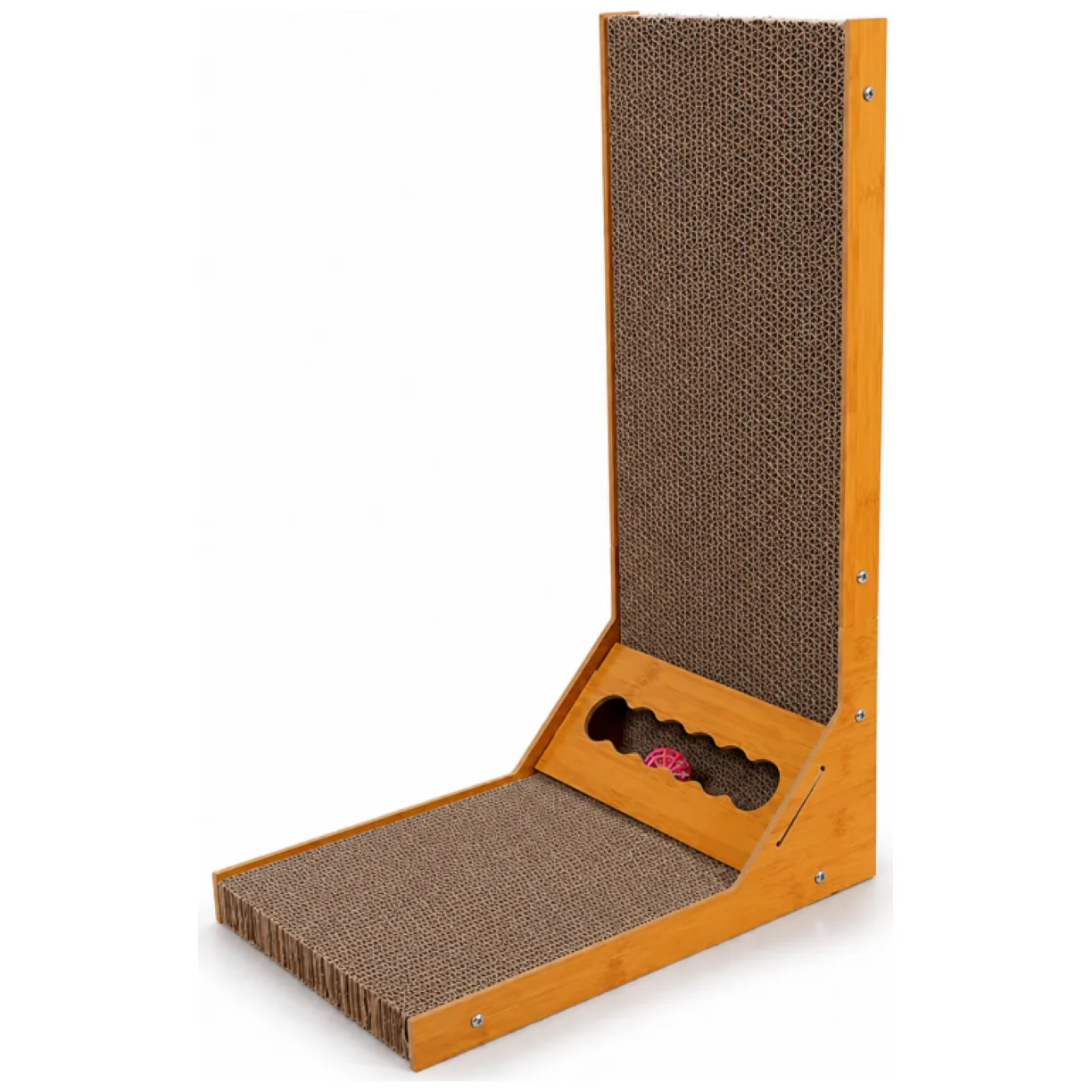 Drapak dla kota tekturowy z zabawką piłką XL 40x26x60cm - obrazek 3