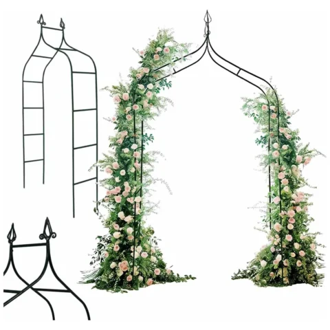 Pergola ogrodowa LUARO metalowa łuk z grotami na róże kwiaty pnącza 265 cm