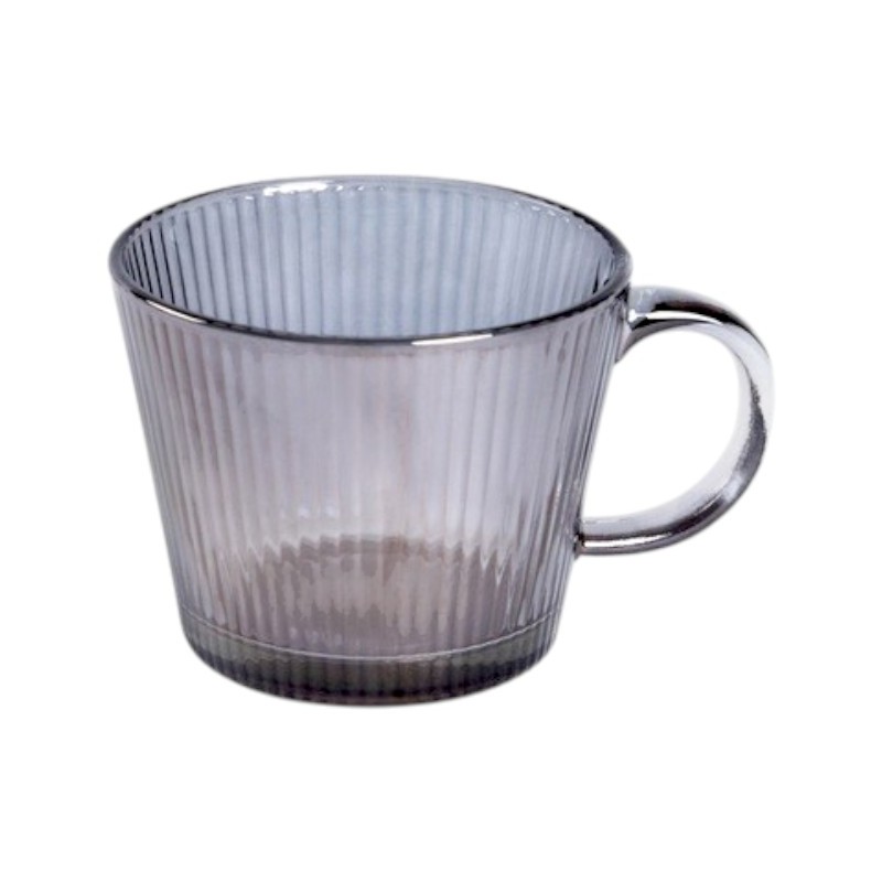 Filiżanka szklanka ryflowana duża grafit, szara 380 ml 1szt SZK177 - obrazek 2