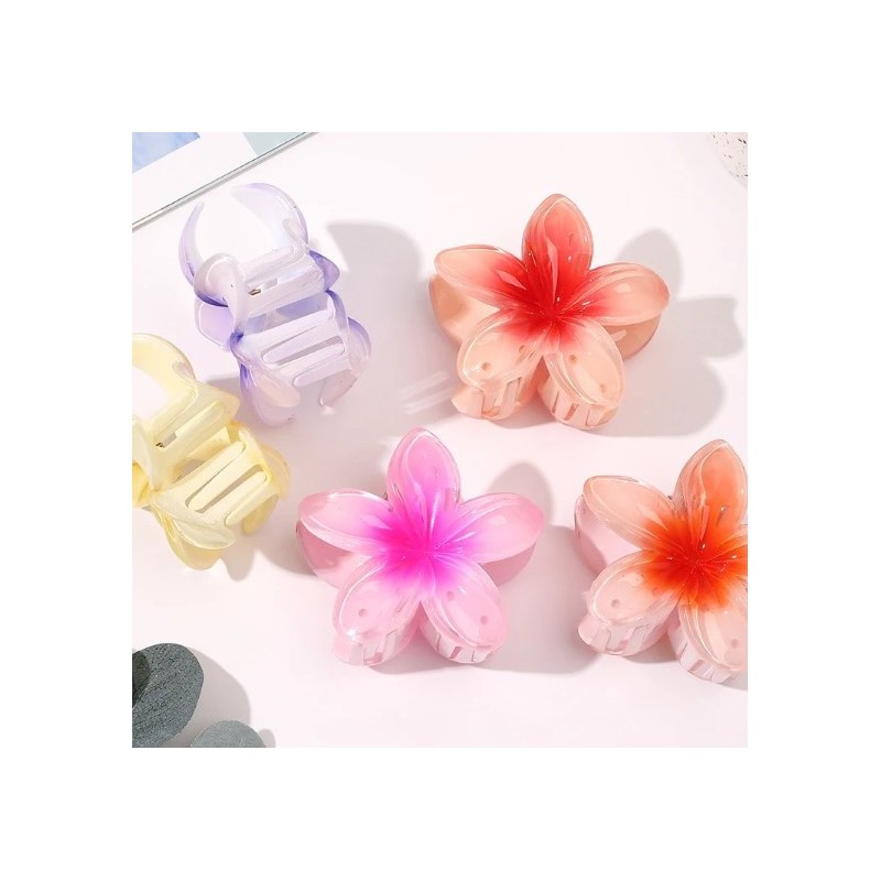 Spinka do włosów klamra XL kwiat różowy ombre 7,5x8cm SP286 - obrazek 6