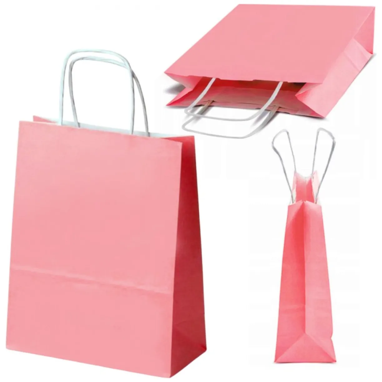 Torba papierowa duża różowa 41 x 31 x 15 cm GF03